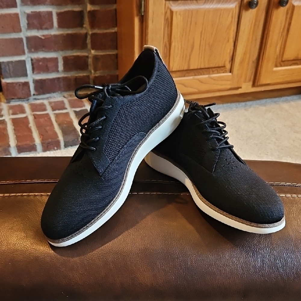 Rothy's Black Knit Derby Shoes with White Sole